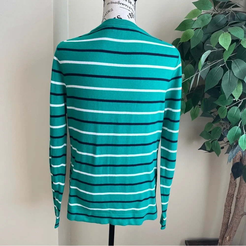 J. Crew Striped Pullover Crew Neck Sweater Green Sz M